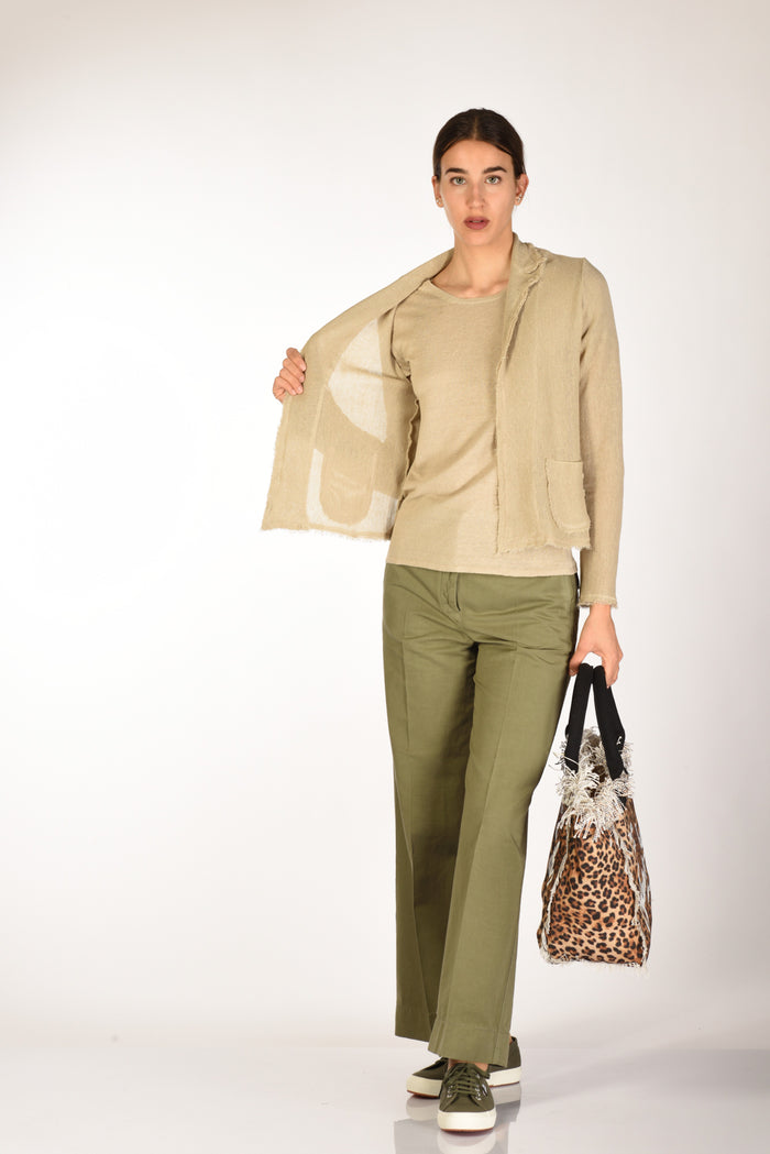Base Milano Giacca Maglia Beige Donna - 6