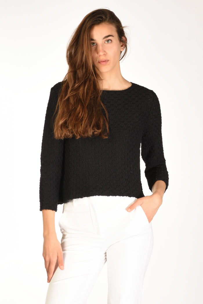 Base Milano Maglia Girocollo Nero Donna - 1