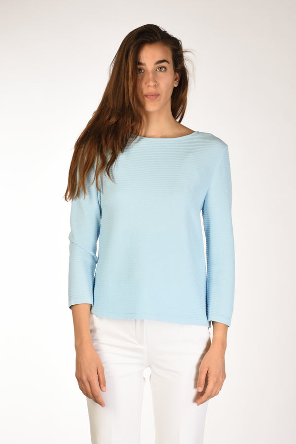 Base Milano Maglia Girocollo Azzurro Donna-2