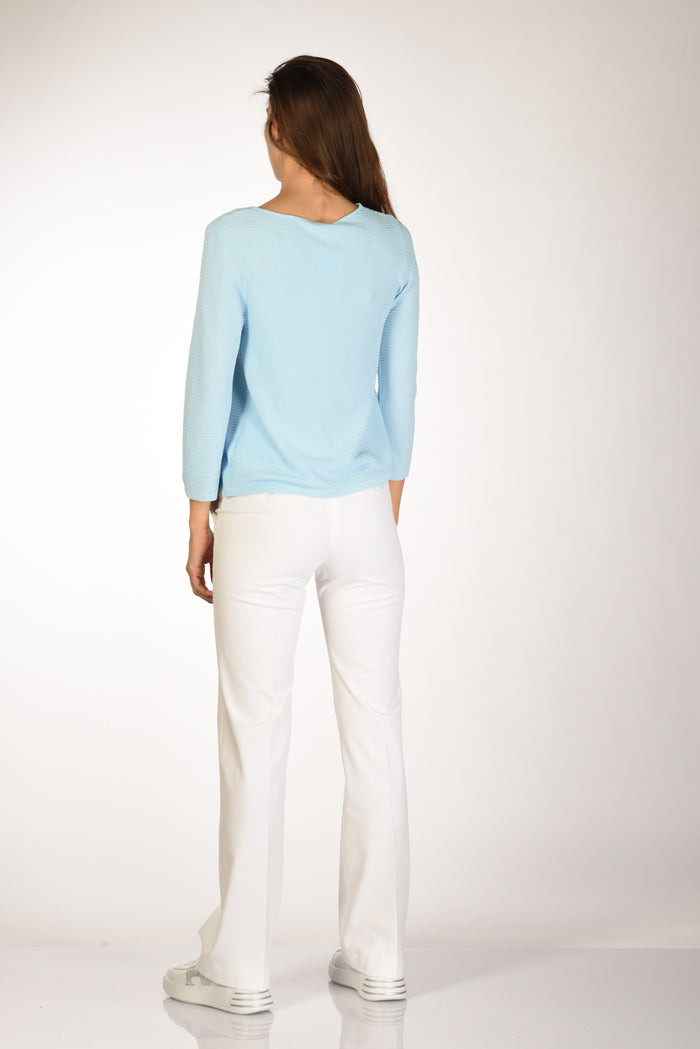 Base Milano Maglia Girocollo Azzurro Donna - 5