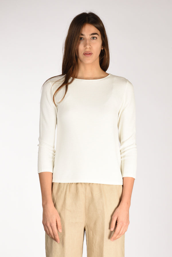 Base Milano Maglia Girocollo Bianco Latte Donna-2