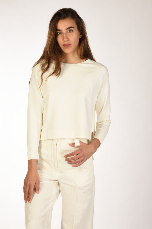Base Milano Maglia Felpa Bianco Latte Donna