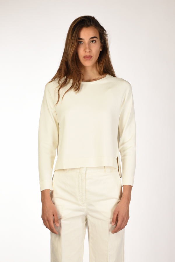 Base Milano Maglia Felpa Bianco Latte Donna-2