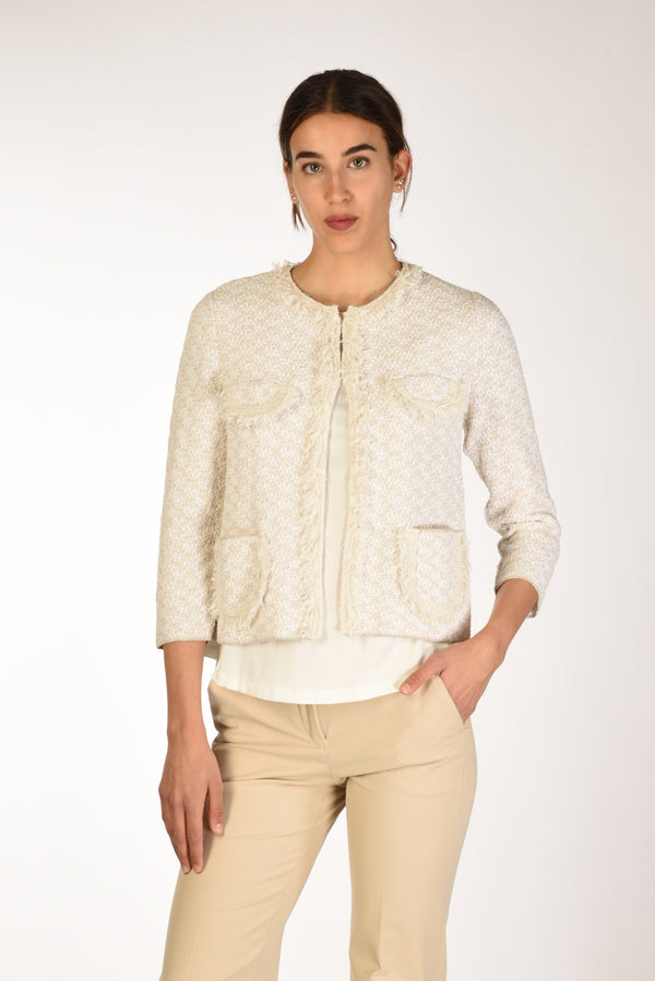 Anne Claire Giacca Di Maglia Beige/bianco Donna