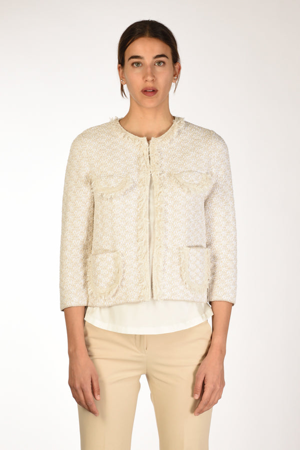 Anne Claire Giacca Di Maglia Beige/bianco Donna-2