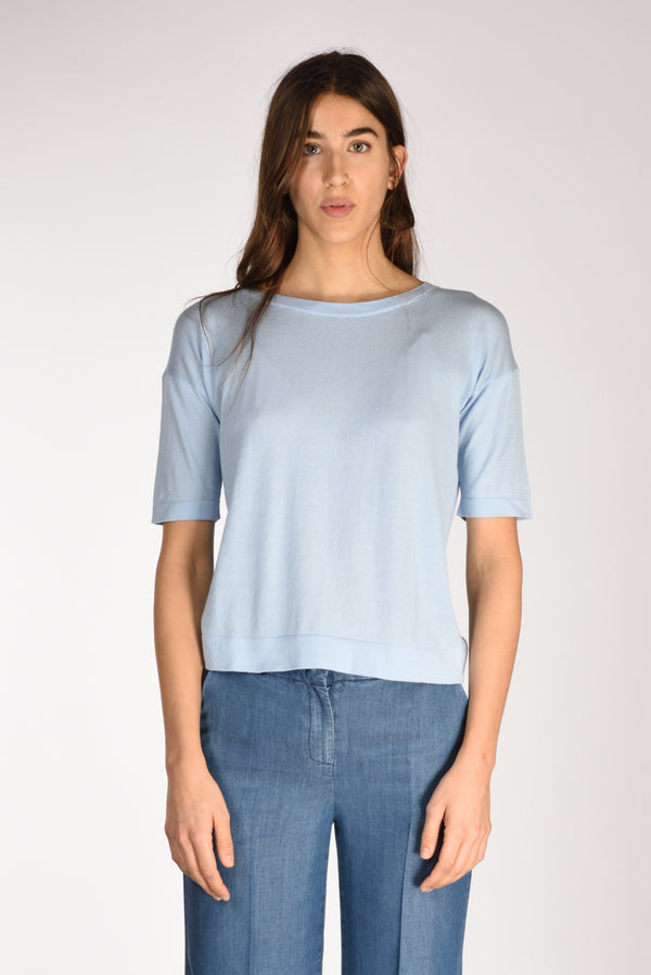 Anne Claire Tshirt Di Maglia Azzurro Donna-2