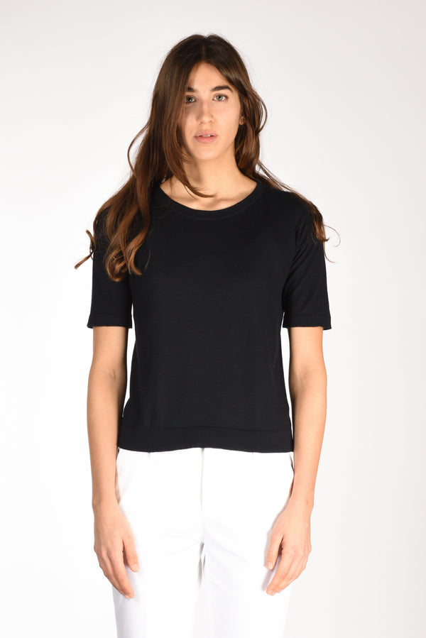 Anne Claire Tshirt Di Maglia Blu Donna-2