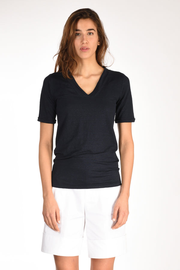 Anne Claire Tshirt Di Maglia Blu Donna-2