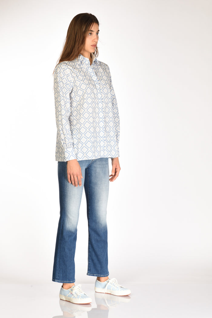 Sarte Pettegole Camicia Stampa Azzurro/bianco Donna - 4