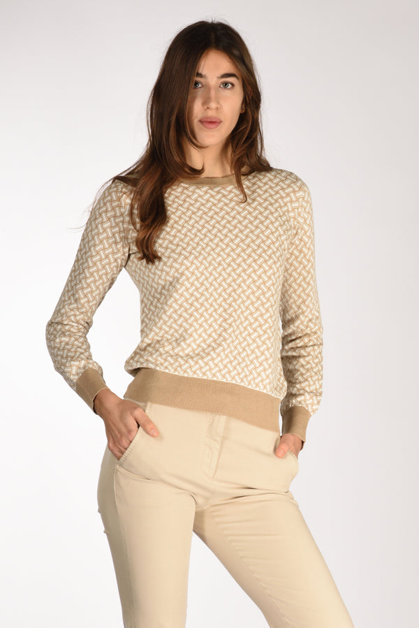 Drumohr Maglia Girocollo Beige/bianco Donna