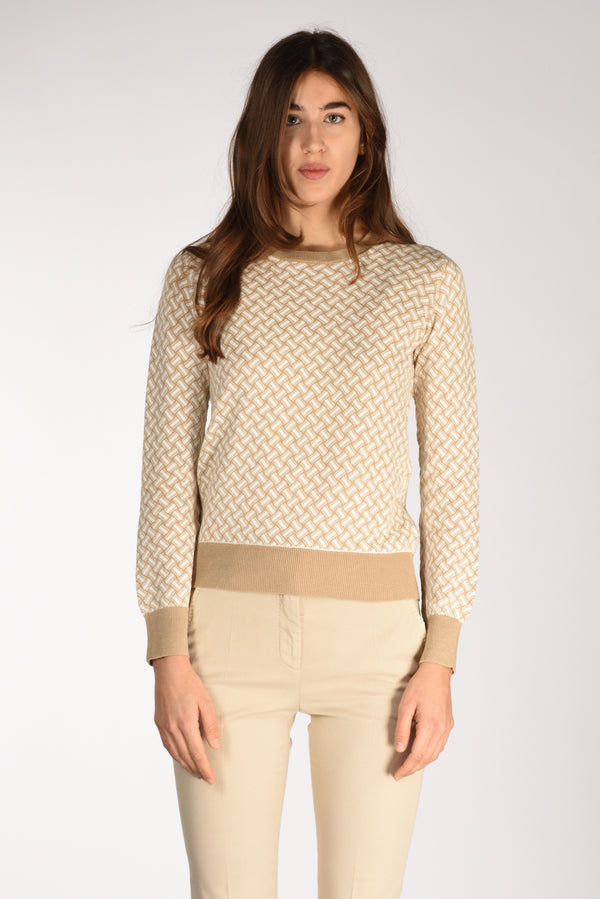 Drumohr Maglia Girocollo Beige/bianco Donna-2