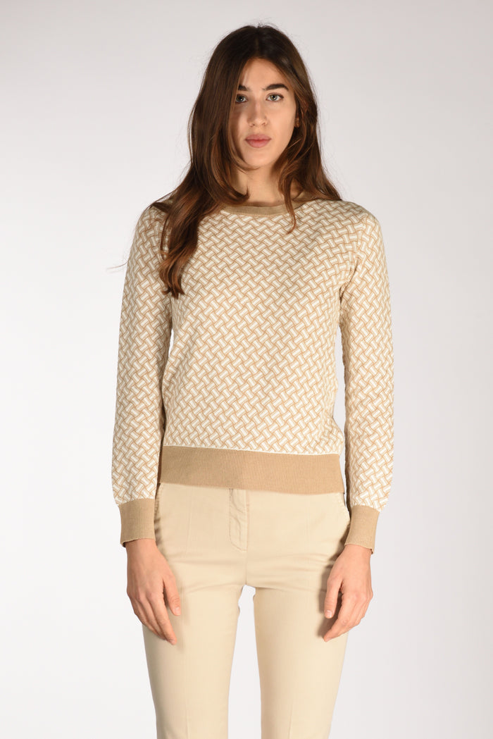 Drumohr Maglia Girocollo Beige/bianco Donna - 2