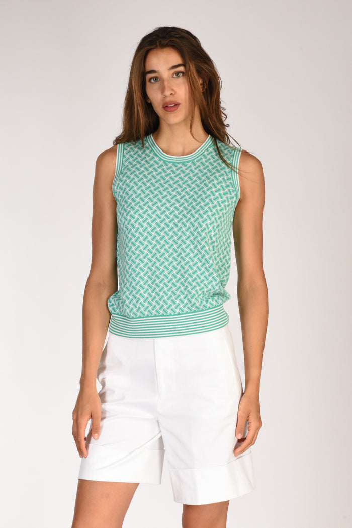 Drumohr Maglia Gilet Bianco/verde Donna - 1
