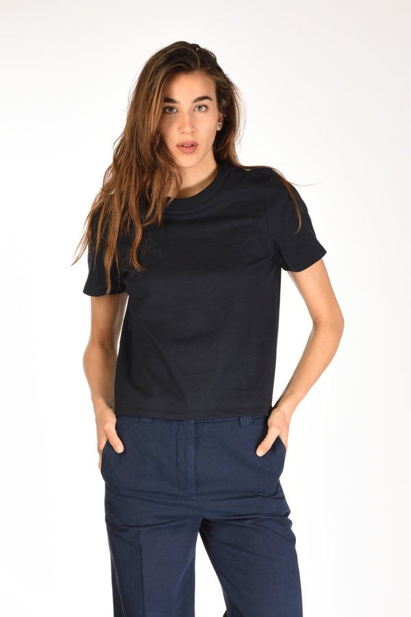 Majestic Filatures Paris Maglia Girocollo Blu Donna