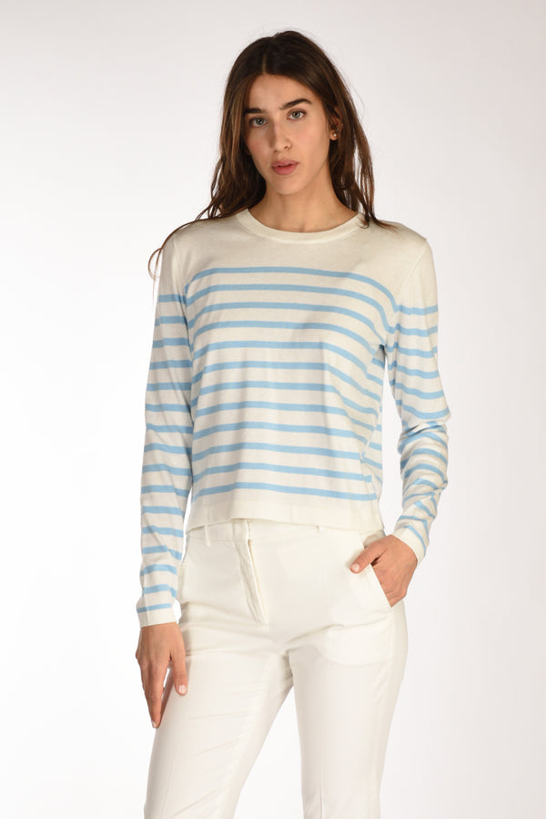 Allude Maglia Rigata Bianco/azzurro Donna