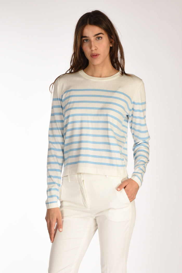 Allude Maglia Rigata Bianco/azzurro Donna - 1