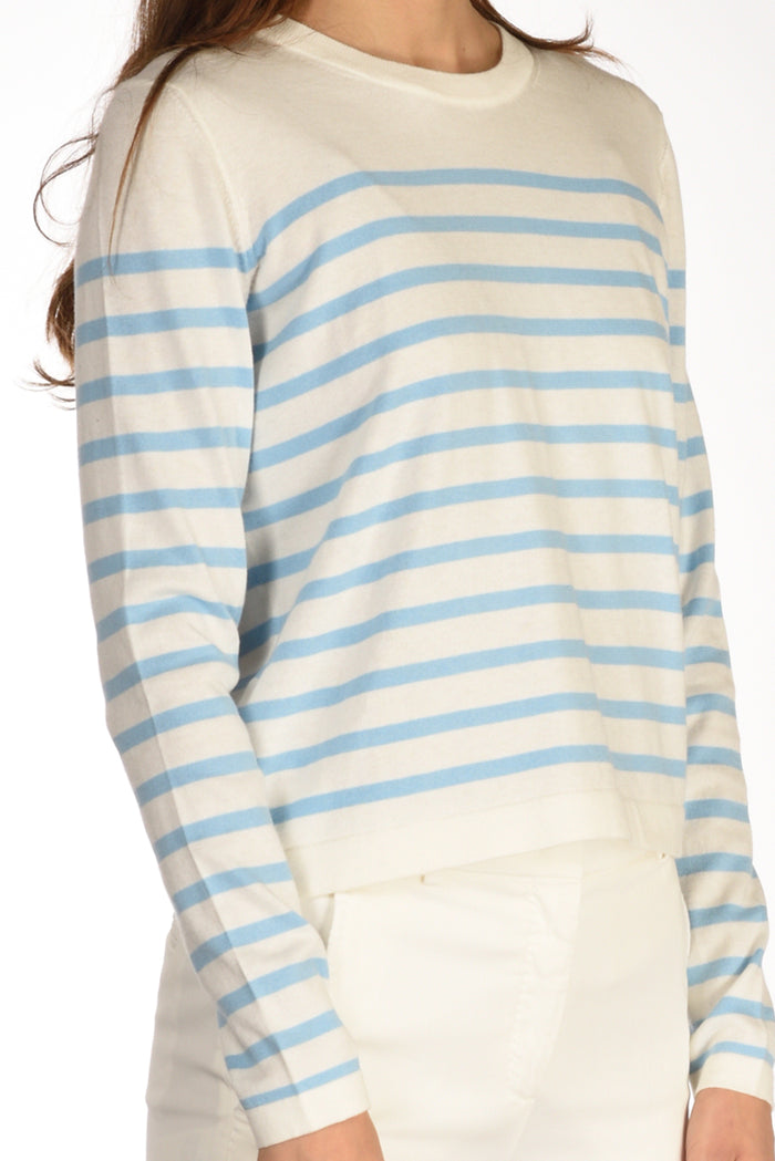 Allude Maglia Rigata Bianco/azzurro Donna - 3