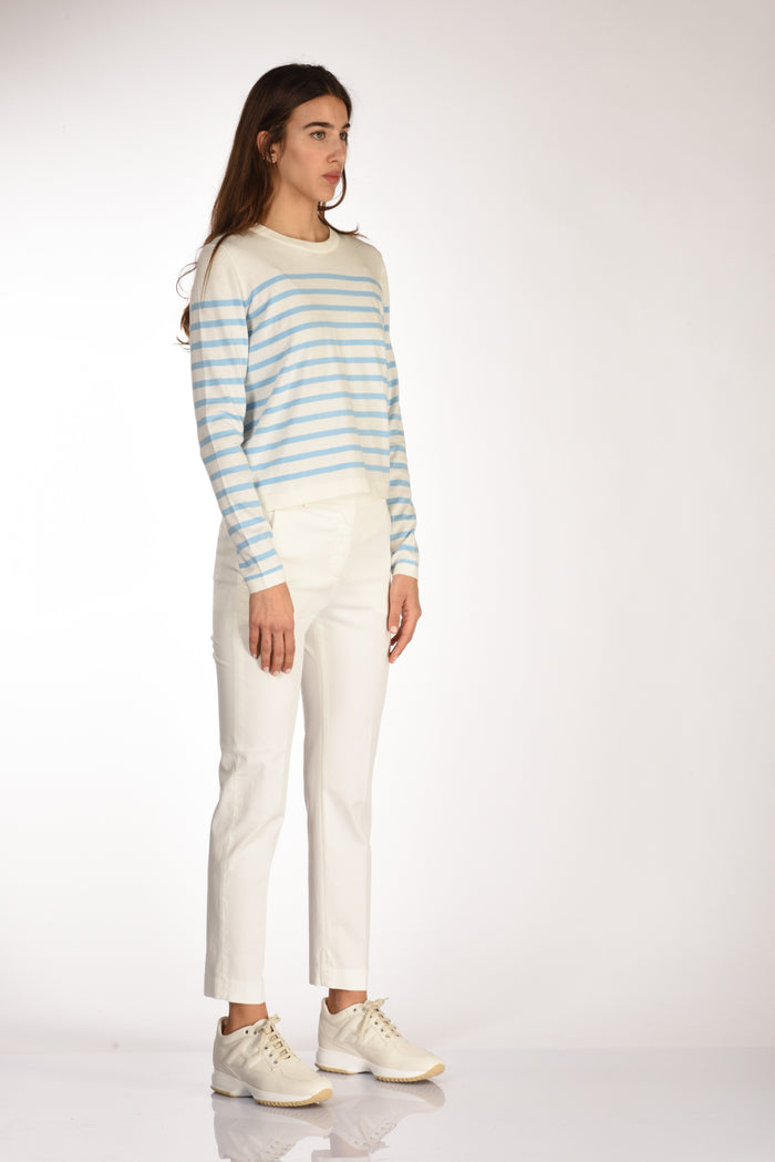 Allude Maglia Rigata Bianco/azzurro Donna - 4