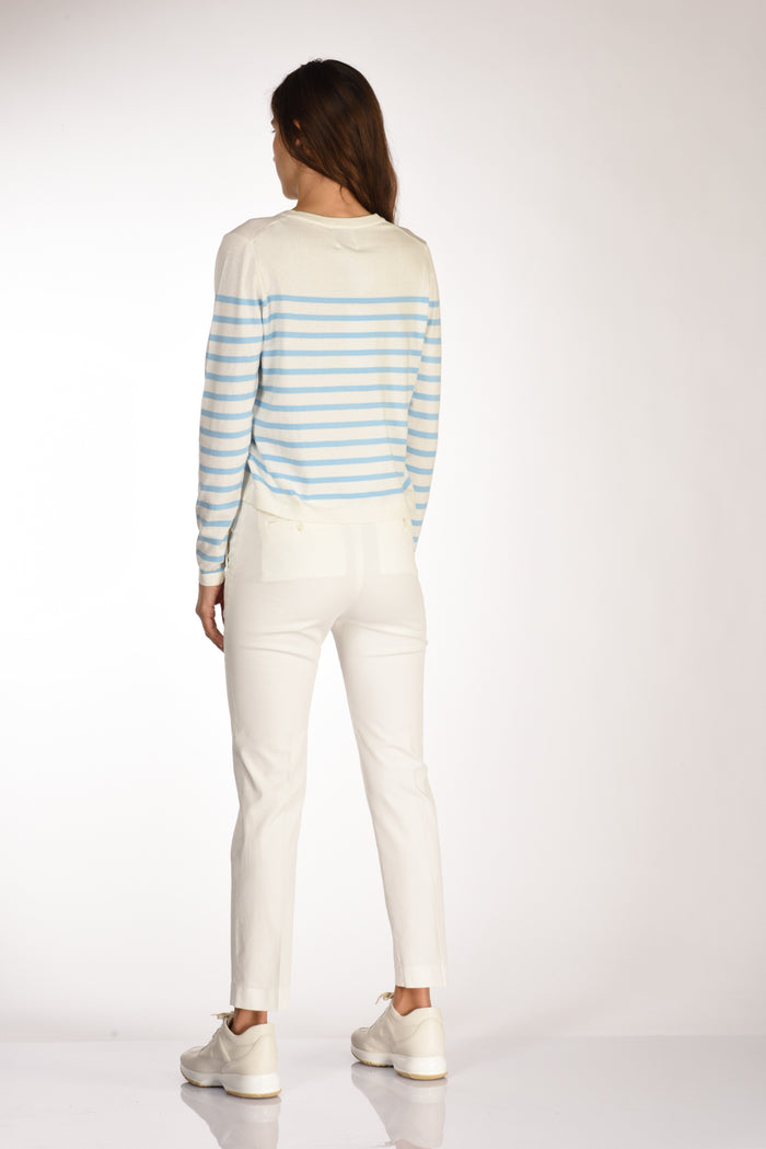 Allude Maglia Rigata Bianco/azzurro Donna - 5