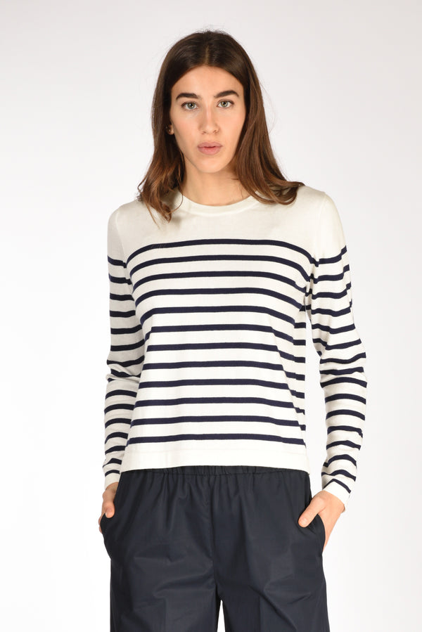 Allude Maglia Rigata Bianco/blu Donna