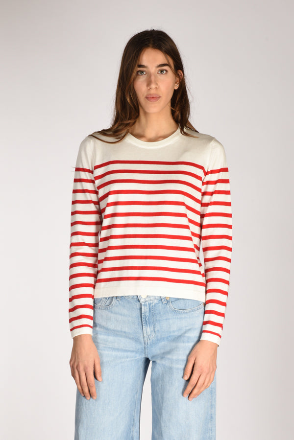 Allude Maglia Rigata Bianco/rosso Donna-2