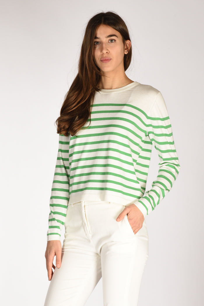 Allude Maglia Rigata Bianco/verde Donna - 1