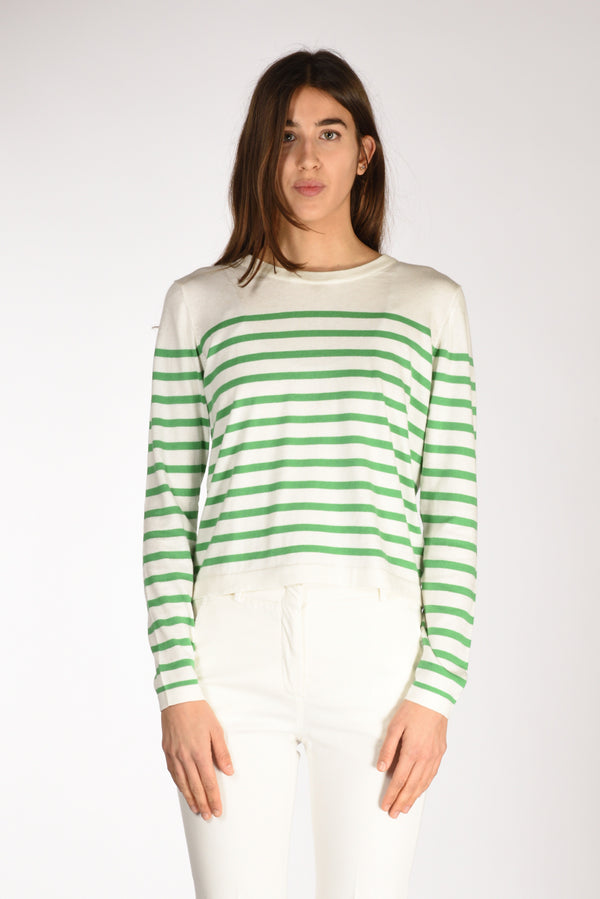 Allude Maglia Rigata Bianco/verde Donna-2