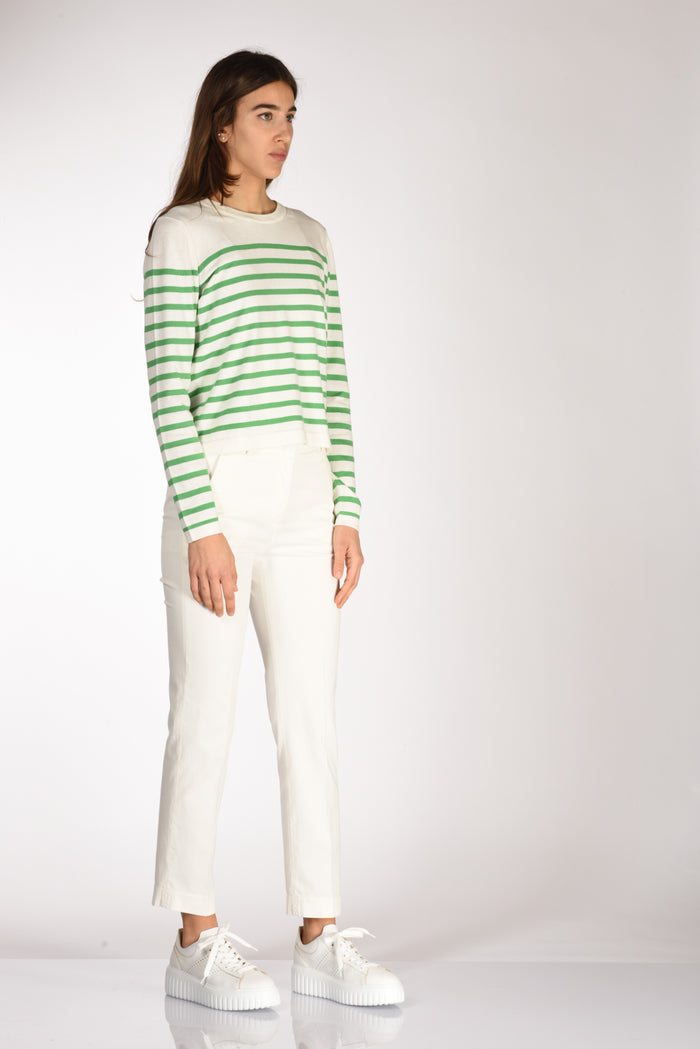 Allude Maglia Rigata Bianco/verde Donna - 3