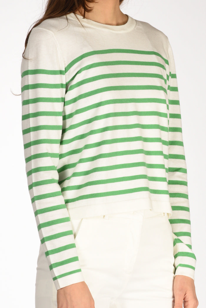 Allude Maglia Rigata Bianco/verde Donna - 4