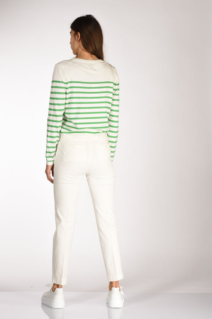 Allude Maglia Rigata Bianco/verde Donna - 5