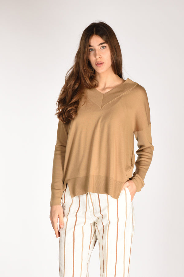 Allude Maglia V Beige Donna