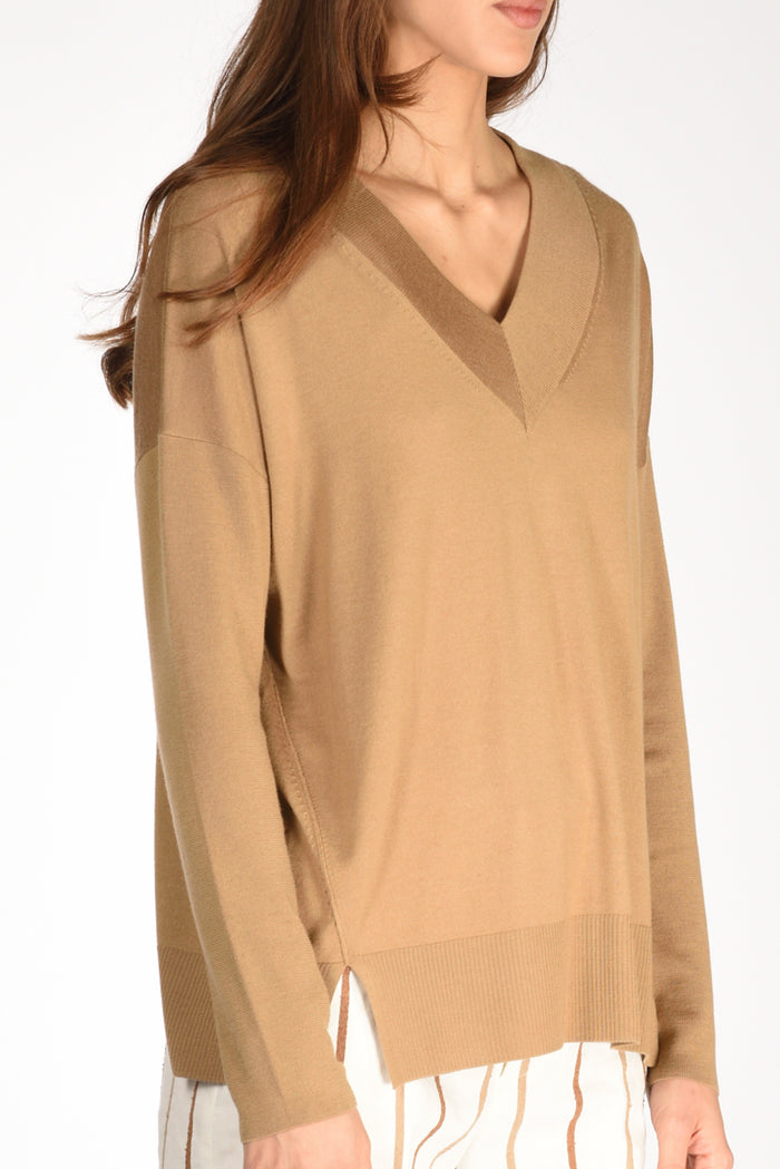 Allude Maglia V Beige Donna - 3