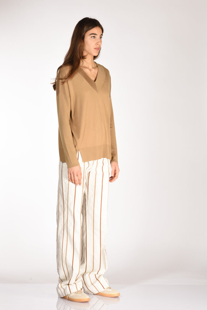 Allude Maglia V Beige Donna - 4