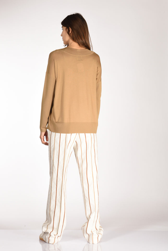 Allude Maglia V Beige Donna - 5