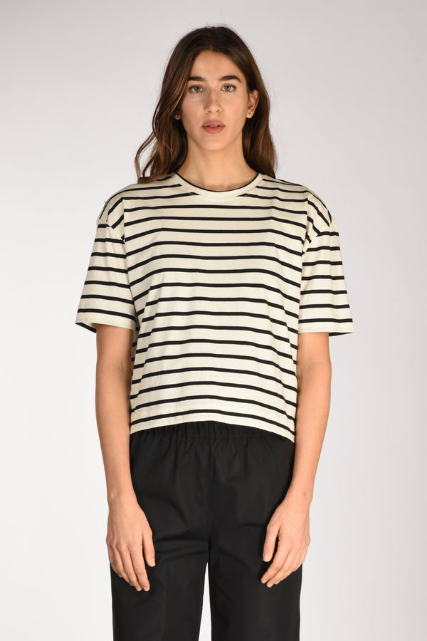 Allude Tshirt Rigata Beige/nero Donna-2