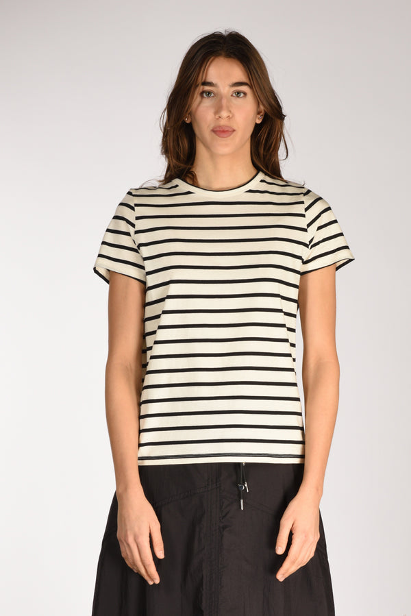 Allude Tshirt Rigata Beige/nero Donna-2