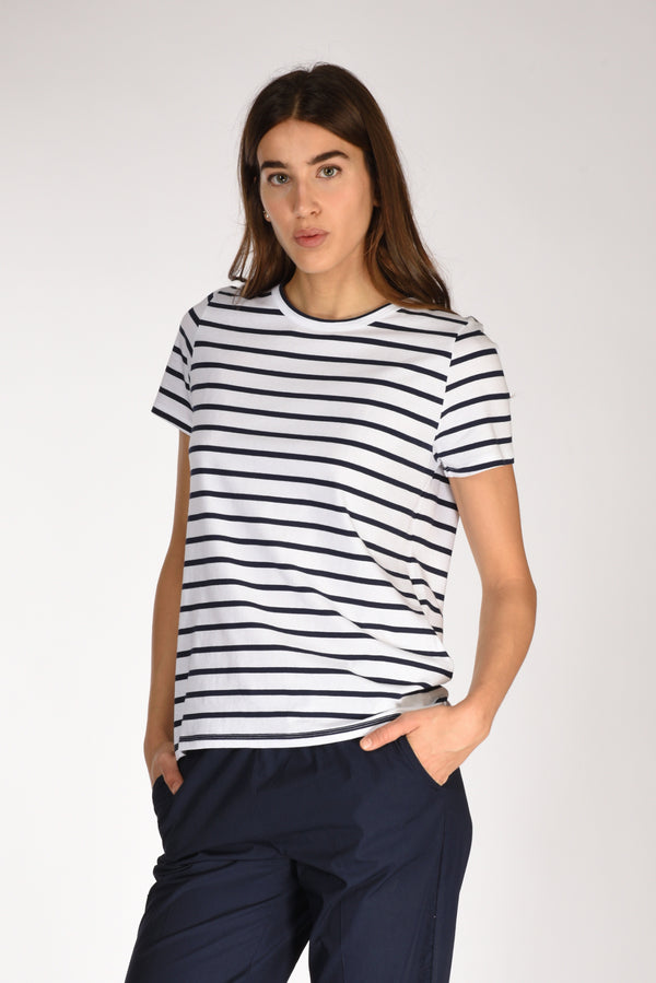 Allude Tshirt Rigata Bianco/blu Donna