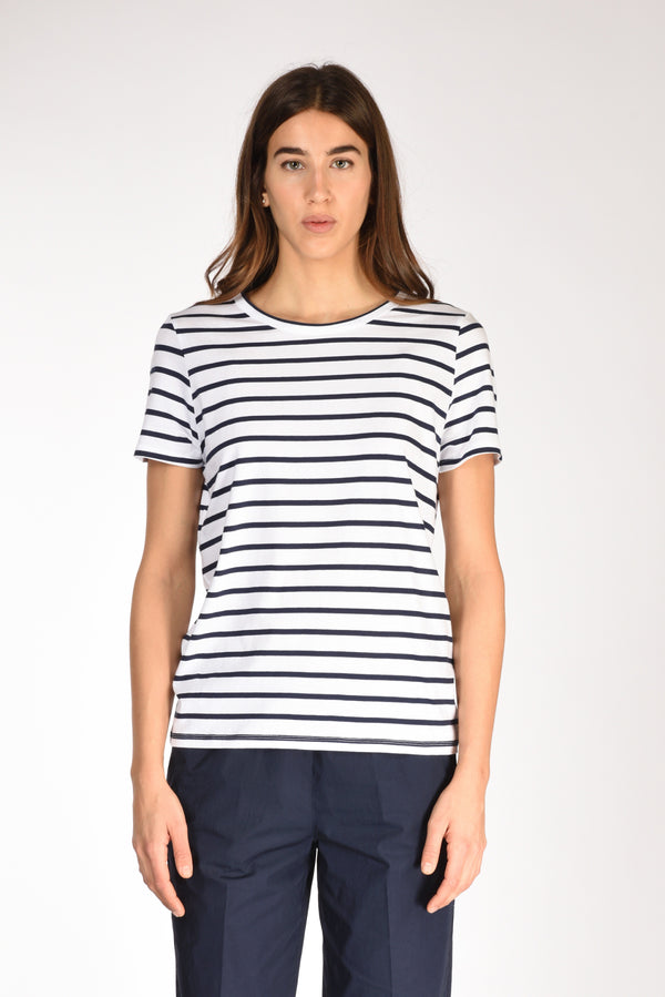 Allude Tshirt Rigata Bianco/blu Donna-2