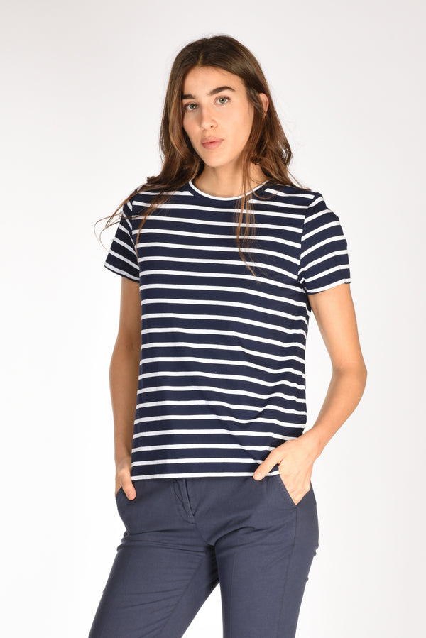 Allude Tshirt Rigata Blu/bianco Donna