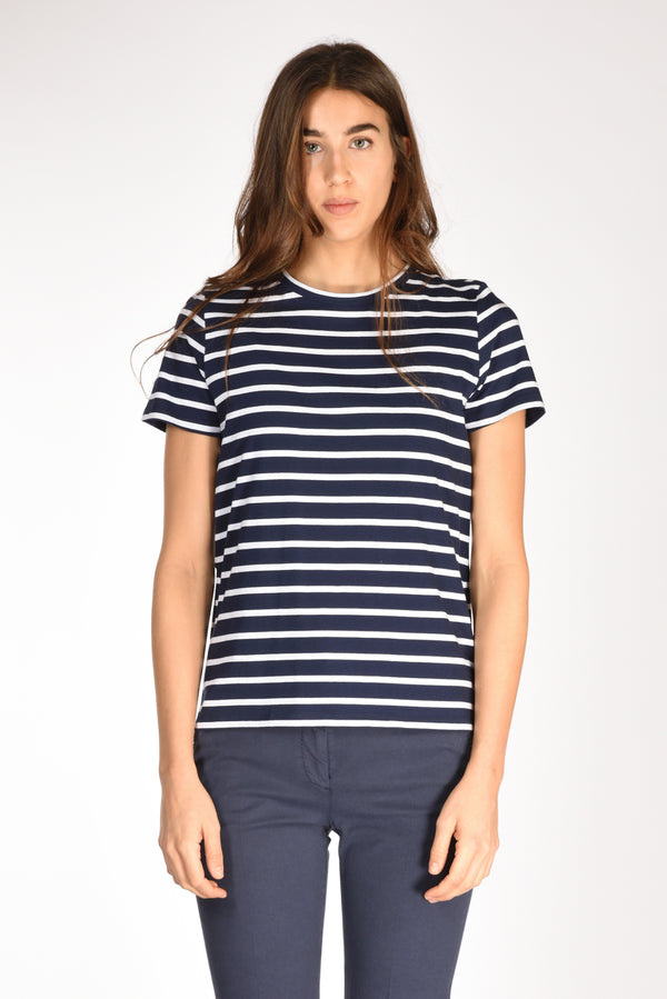 Allude Tshirt Rigata Blu/bianco Donna-2