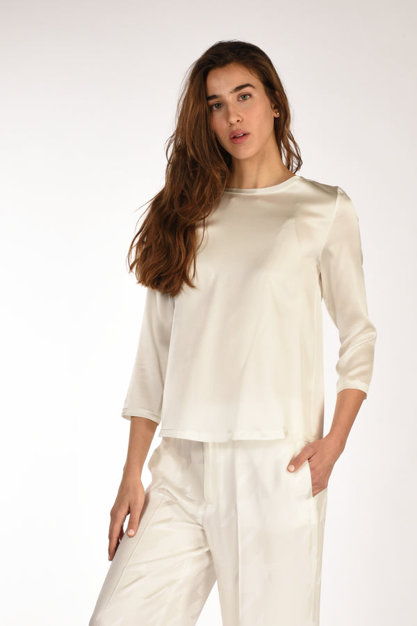 Shirt C Zero Tshirt Seta Bianco Latte Donna