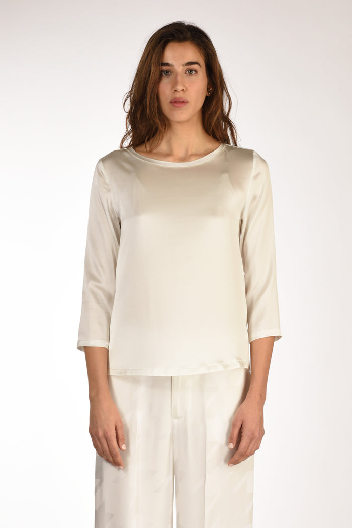 Shirt C Zero Tshirt Seta Bianco Latte Donna - 2