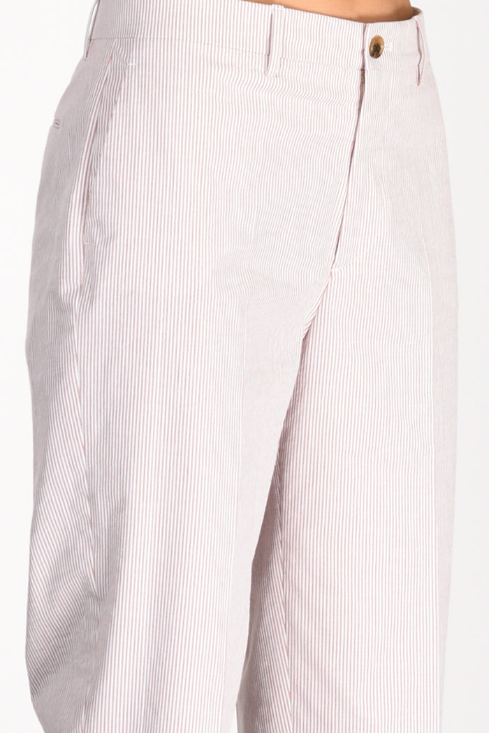 Berwich Pantalone Righe Bianco/marrone Donna - 4