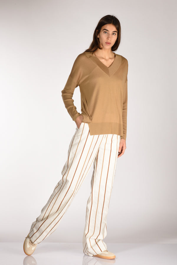 Berwich Pantalone Righe Bianco/beige Donna-2