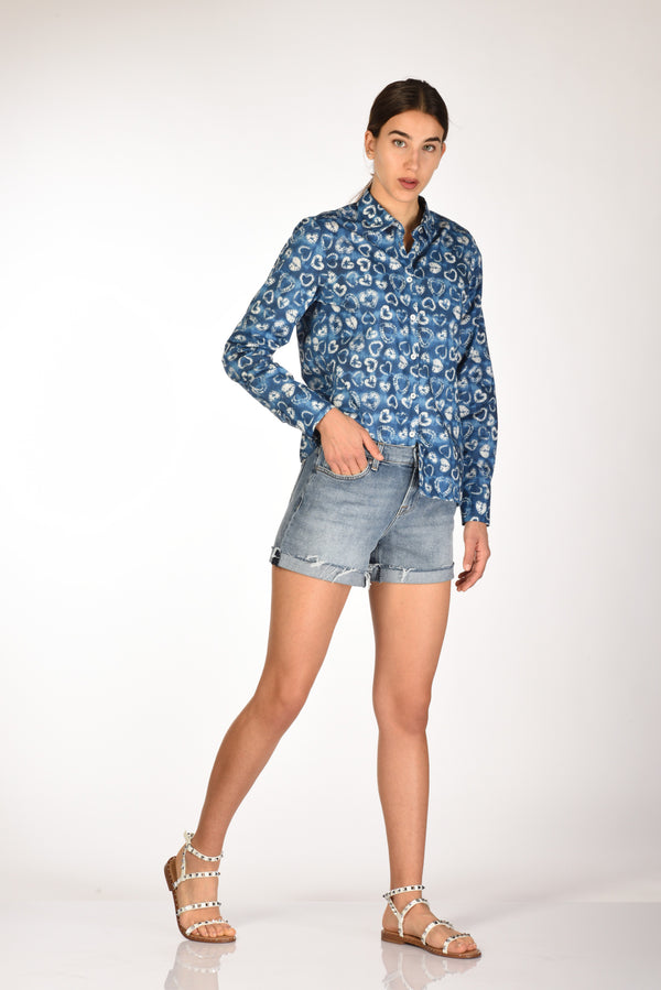 7 For All Mankind Shorts Mid Roll Blu Chiaro Donna-2