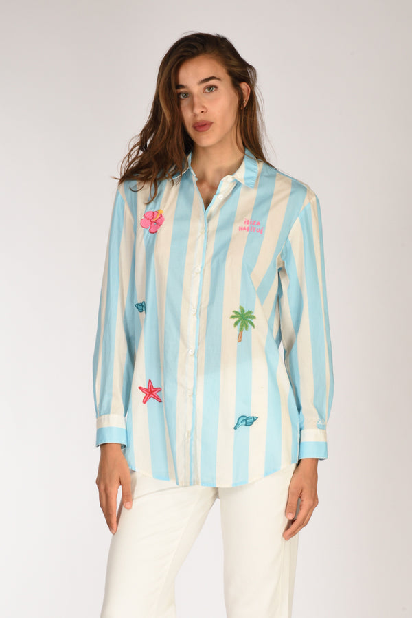 Mc2 Saint Barth Camicia Brigitte Azzurro/bianco/multicolor Donna