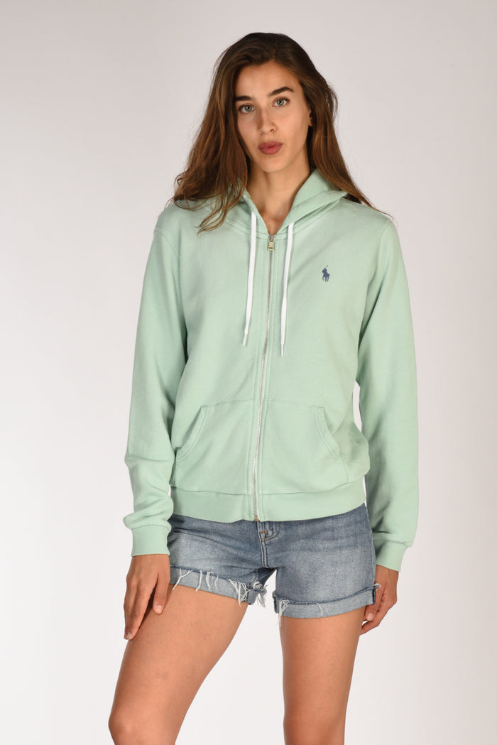 Polo Ralph Lauren Felpa Zippata Azzurro Acqua Donna - 1