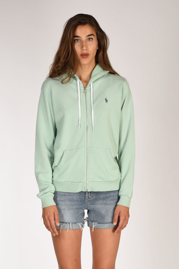 Polo Ralph Lauren Felpa Zippata Azzurro Acqua Donna - 2