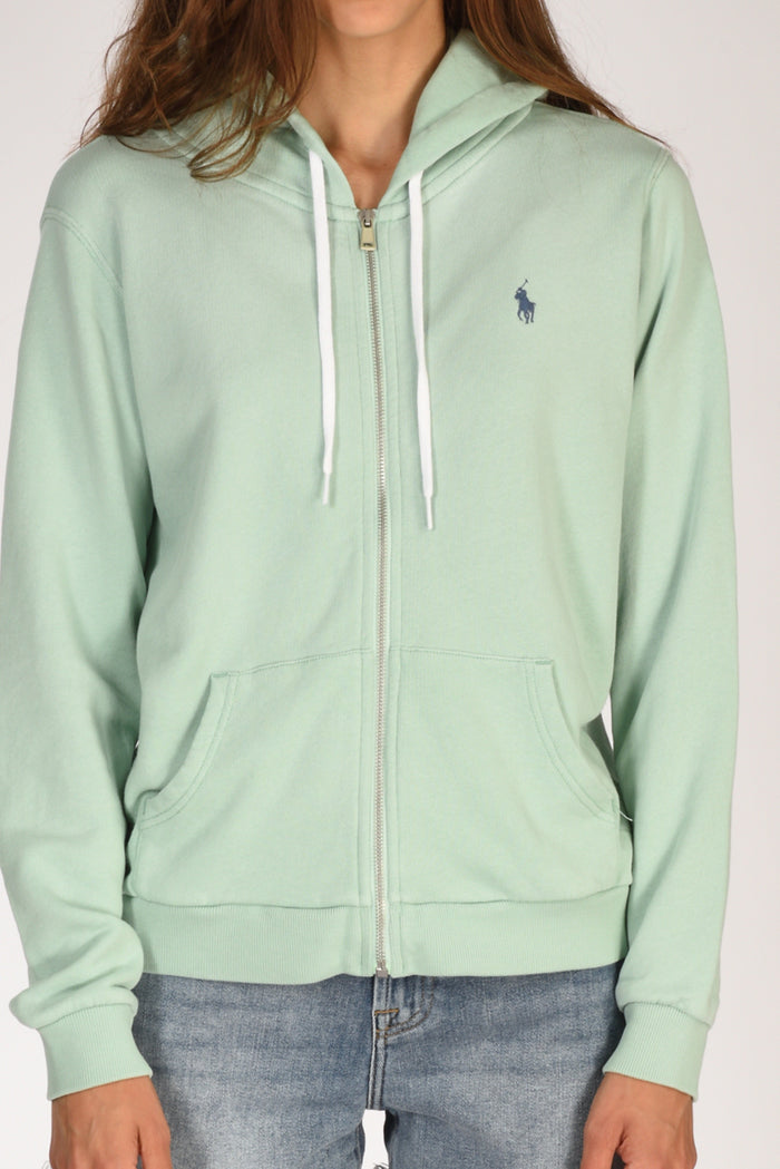 Polo Ralph Lauren Felpa Zippata Azzurro Acqua Donna - 3