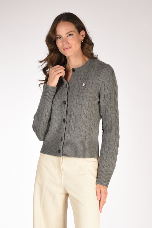 Polo Ralph Lauren Cardigan Polo Grigio Donna